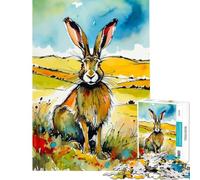 Puzzle de 1000 pièces pour Adultes Motif lièvre Aquarelle dans Un Champ Jeu Impossible Jeu éducatif défi Jouet Amusant Cadeau pour améliorer la mémoire (Dimensions 38x52cm)