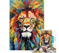 Puzzle de 1000 pièces pour Adultes Motif Lion Rastafari Jeu de réflexion Découpe de précision Idéal comme Cadeau (Dimensions 38x26cm)