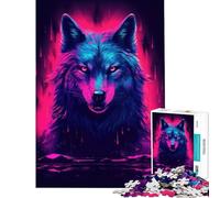 Puzzle de 1000 pièces pour Adultes Motif Loup synthwave Jouet éducatif Cadeau d'anniversaire Original (50x75cm)