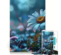 Puzzle de 1000 pièces pour Adultes,Motif Marguerite Bleue dans Un Champ,Jeu de réflexion, pour se détendre ou pour Un Anniversaire (38x52cm)