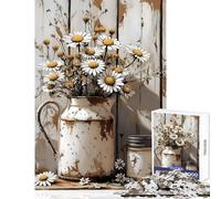 Puzzle de 1000 pièces pour Adultes Motif Marguerite Rustique Nature Morte décoration intérieure Jouet éducatif et Anti-Stress 38x26cm Idéal comme Cadeau d'anniversaire