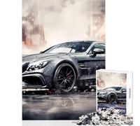 Puzzle de 1000 pièces pour Adultes Motif Mercedes Grise Aquarelle à Monter soi-même Jeu de détente avec Poster et fiche de Questions Assortis Dimensions 38x26cm