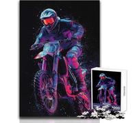 Puzzle de 1000 pièces pour Adultes - Motif Motocross et néons - Détendez-Vous Pendant Votre Temps Libre - Assemblage Net et sans Couture - Dimensions:38x52cm