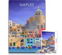Puzzle de 1000 pièces pour Adultes, Motif Naples, Italie, Jeu éducatif Familial, à Assembler, pour Un Père Noël Secret Dimensions 50x75cm