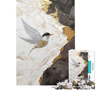 Puzzle de 1000 pièces pour Adultes Motif Oiseau Abstrait doré pour des activités Amusantes à la Maison défi Difficile Jouet de décoration pour Les 14 Ans et Plus (38x26cm)