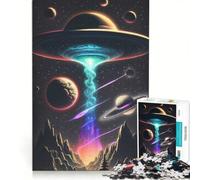 Puzzle de 1000 pièces pour Adultes Motif OVNI et Paysage Spatial Jouet éducatif Interaction Parent-Enfant Cadeau Original pour Un Anniversaire ou Noël 50x75cm