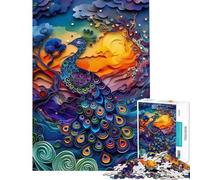 Puzzle de 1000 pièces pour Adultes Motif Paon Abstrait et coloré Jeu Manuel décoration intérieure Cadeau d'anniversaire (38x26cm)