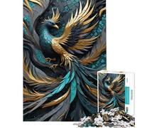 Puzzle de 1000 pièces pour Adultes Motif Paon Abstrait Style Kintsugi Décoration intérieure Cadeau Unique pour Anniversaire et Noël (38x26cm)