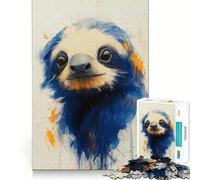 Puzzle de 1000 pièces pour Adultes,Motif Paresseux Bleu,décoration soignée,Jeu cognitif et Amusant,Jeu de Paix,activité d'anniversaire (38x26cm)