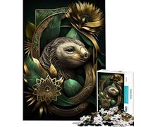 Puzzle de 1000 pièces pour Adultes Motif Paresseux et Fleurs abstraites Puzzle à Monter soi-même défi Difficile Cadeau d'anniversaire (38x52cm)