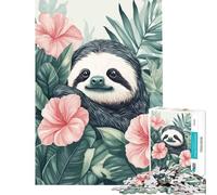 Puzzle de 1000 pièces pour adultes motif paresseux fleurs tropicales et botaniques activité ludique à faire à la maison difficulté élevée jouet à monter soi-même adapté aux personnes de 14 ans et plus