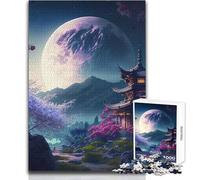 Puzzle de 1000 pièces pour Adultes, Motif Paysage Japonais et Lune, idéal pour se détendre et Passer d'agréables Moments Découpe précise de qualité supérieure Dimensions:38x52cm