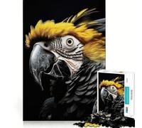 Puzzle de 1000 pièces pour adultes, motif perroquet noir et jaune, bords précis, jeu de réflexion, idée cadeau pour des heures confortables, 38 x 52 cm