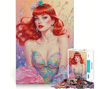 Puzzle de 1000 pièces pour Adultes, Motif pin-up rousse et Fleurs, idéal pour développer Son Esprit Un Passe-Temps Calme et Stimulant, Parfait comme Cadeau de Noël (38x52cm)