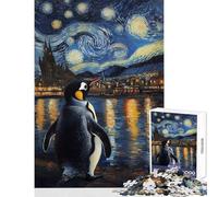 Puzzle de 1000 pièces pour Adultes Motif Pingouin et Nuit étoilée à Monter soi-même Un Cadeau d'anniversaire Amusant et Original (50x75cm)