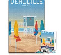 Puzzle de 1000 pièces pour Adultes, Motif Plage de Deauville, Jeu Stimulant, Jouet à Assembler, Cadeau d'anniversaire, Dimensions 38x52cm