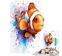 Puzzle de 1000 pièces pour Adultes Motif Poisson-Clown Aquarelle idéal pour Un Anniversaire ou Noël activités familiales et Jeux à Faire soi-même à partir de 14 Ans (38x26cm)
