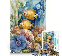 Puzzle de 1000 pièces pour Adultes,Motif Poissons et récifs coralliens à l'aquarelle,Jeu de réflexion Stimulant,Technologie de découpe Laser avancée,défi Amusant pour Passer Le Temps (50x75cm)