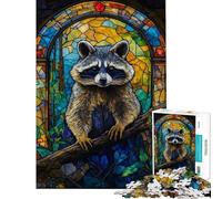 Puzzle de 1000 pièces pour Adultes Motif Raton Laveur Abstrait Puzzle G teinté Jeu de réflexion découpe de précision Cadeau d'anniversaire (Taille 38x52cm)