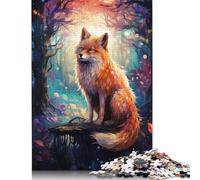 Puzzle de 1000 pièces pour Adultes, Motif Renard Mignon, Puzzle carré, Jeu éducatif sur Plateau en Bois, 1000 pièces (75 x 50 cm).