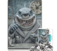 Puzzle de 1000 pièces pour Adultes, Motif Requin se brossant Les Dents, Anti-Stress, Difficile à réaliser, idéal pour la décoration de Bureau (38x26cm)