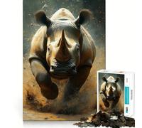 Puzzle de 1000 pièces pour Adultes,Motif rhinocéros,découpe soignée,décoration,Jouet d'entraînement et de réflexion,Jeu de Loisirs,Cadeau Festif (38x52cm)