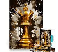 Puzzle de 1000 pièces pour Adultes,Motif Roi d'échecs,découpe précise,Jeu créatif et Relaxant, pour Noël (38x52cm)
