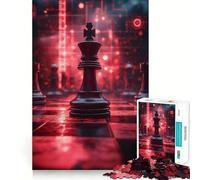 Puzzle de 1000 pièces pour Adultes,Motif Roi Noir,pièces d'échecs Parfaitement ajustées,Jeu de réflexion, pour se détendre,Cadeau Amusant pour Un Anniversaire (50x75cm)