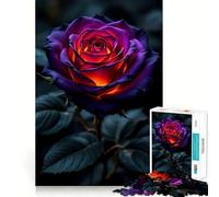 Puzzle de 1000 pièces pour Adultes, Motif Rose Violette Unique avec Centre Lumineux, idéal pour Les Jeux et Les Relations familiales Bords Lisses, présentation Artistique 38x52cm