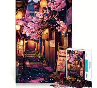 Puzzle de 1000 pièces pour Adultes,Motif Rue en Fleurs de Cerisier »,découpe sans Couture,Jeu de résolution de problèmes,Jeu Occasionnel,scène de Noël (50x75cm)