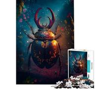 Puzzle de 1000 pièces pour Adultes Motif scarabée orné en Fleurs Puzzle de 1000 pièces à Monter soi-même défi Difficile Cadeau d'anniversaire (38x26cm)