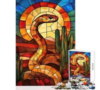 Puzzle de 1000 pièces pour Adultes, Motif Serpent du désert, Style vitrail, décoration intérieure, Jouet, œuvre d'art, Cadeau, Jeu en Famille, avec Poster et fiche de Questions Assortis (38x26cm)