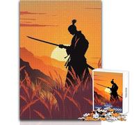 Puzzle de 1000 pièces pour Adultes, Motif Silhouette de samouraï au Coucher du Soleil, Casse-tête, Jeu Familial d'analyse et de logique, à Monter soi-même Dimensions : 38x52cm