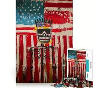 Puzzle de 1000 pièces pour Adultes,Motif Squelette Drapeau américain,Jeu de Concentration mentale,activité de découpage de Haute précision,activité de Partage et de renforcement 50x75cm
