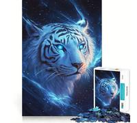 Puzzle de 1000 pièces pour Adultes,Motif Tigre Bleu et étoiles,pièces découpées avec précision,activité cérébrale stimulante,Moment de détente et de Divertissement,Cadeau Artistique d'anniversaire