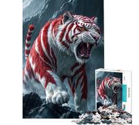 Puzzle de 1000 pièces pour Adultes Motif Tigre Mystique Rouge et Blanc Difficile et Stimulant décoration intérieure Jouet éducatif à partir de 14 Ans (50x75cm)