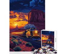 Puzzle de 1000 pièces pour Adultes Motif Train traversant Monument Valley Décoration Murale idéale Cadeau et Jeu Relaxant Pièces de Formes aléatoires Parfaitement emboîtables Dimensions 50x75cm
