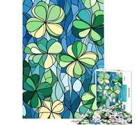 Puzzle de 1000 pièces pour Adultes Motif trèfle et Feuilles Style vitrail idéal pour Un Anniversaire ou Noël Jeu éducatif d'analyse et de logique à partir de 14 Ans (50x75cm)