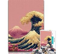 Puzzle de 1000 pièces pour Adultes, Motif Vagues de Style Japonais, Jeu de réflexion, décoration Murale, Cadeaux Uniques pour Anniversaire et Noël, 50x75cm