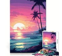 Puzzle de 1000 pièces pour Adultes,Motif Vagues rétro hawaïennes,pixelisé,Facile à Installer,décoration,Jeu d'exercice Mental,Jeu Calme,Cadeau d'anniversaire (38x26cm)