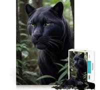 Puzzle de 1000 pièces pour Adultes,Motif Visage de Jaguar Noir,Jeu de réflexion, pour se détendre et s'amuser Lors d'un Anniversaire (38x52cm)