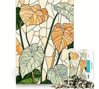 Puzzle de 1000 pièces pour Adultes, Motif vitrail de Feuilles Tropicales, idéal pour se détendre et se Relaxer 50x75cm Un Cadeau Qui Fait Plaisir
