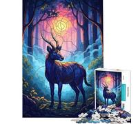 Puzzle de 1000 pièces pour Adultes Motif vitrail représentant des Cerfs dans la forêt Un défi à relever ! Décoration Murale Amusante Convient aux Personnes de 14 Ans et Plus (38x26cm)