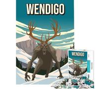 Puzzle de 1000 pièces pour Adultes Motif Wendigo Monstre cryptide Illustration de Voyage Jeu Manuel Jouet éducatif Cadeau d'anniversaire pour Toute la Famille (38x52cm)