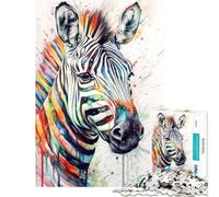 Puzzle de 1000 pièces pour Adultes Motif zèbre Abstrait Aquarelle décoration Murale Anti-Stress Cadeau d'anniversaire ou de Voyage (38x52cm)