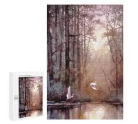 Puzzle de 1000 pièces pour Adultes - Motifs d'aigrettes - Nature, lac, forêt, Arbres (Aquarelle) - Puzzle Amusant et Stimulant, idéal pour Les soirées Jeux - 70 x 100 cm
