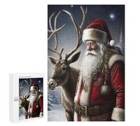 Puzzle de 1000 pièces pour Adultes - Motifs de Rennes et du Père Noël - Puzzle Amusant et éducatif - 50 x 70 cm