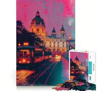 Puzzle de 1000 pièces pour Adultes Motifs de tramways néon Casse-tête apaisant et Relaxant pour Les vœux du Père Noël (38x52cm)