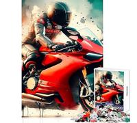 Puzzle de 1000 pièces pour Adultes Moto Ducati Rouge Jeu de réflexion Stimulant et Difficile Décoration Murale Renforce l'amour Entre Les Couples (38x52cm)