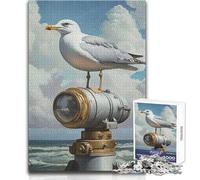Puzzle de 1000 pièces pour Adultes - Mouette perchée sur Un projecteur Nautique - Jeu Stimulant et Difficile - Idée Cadeau - Dimensions : 38x26cm